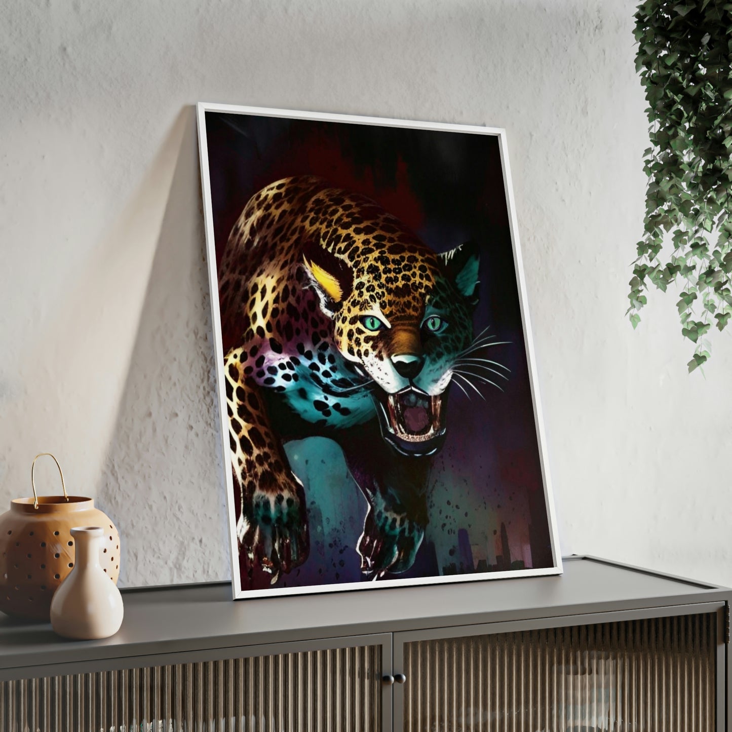 Jaguar Poster with Wooden Frame