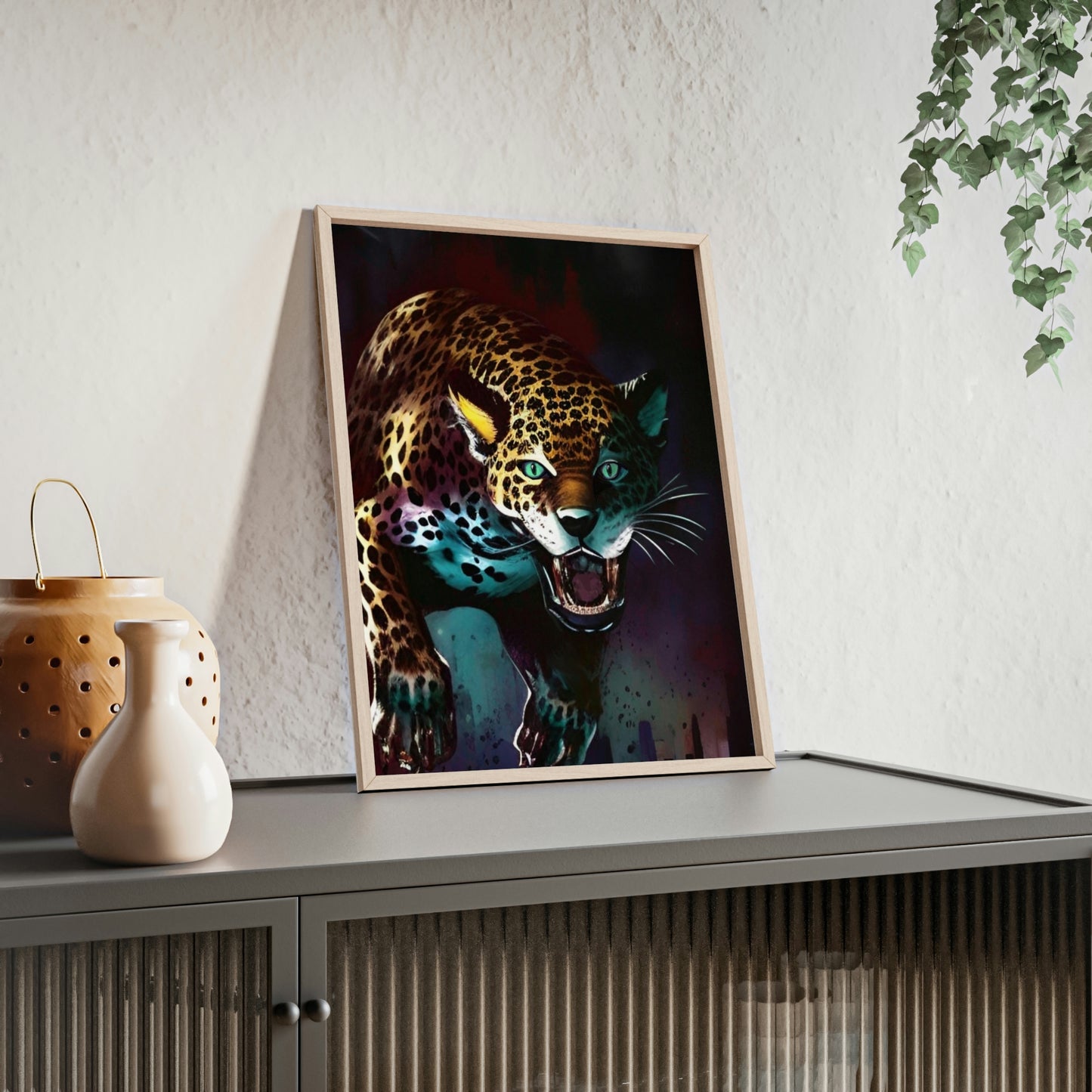 Jaguar Poster with Wooden Frame