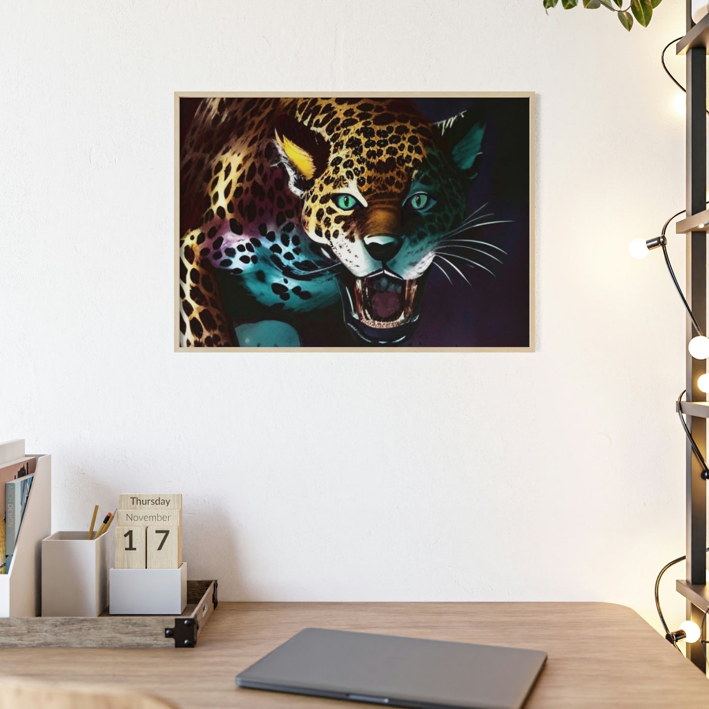 Jaguar Poster with Wooden Frame