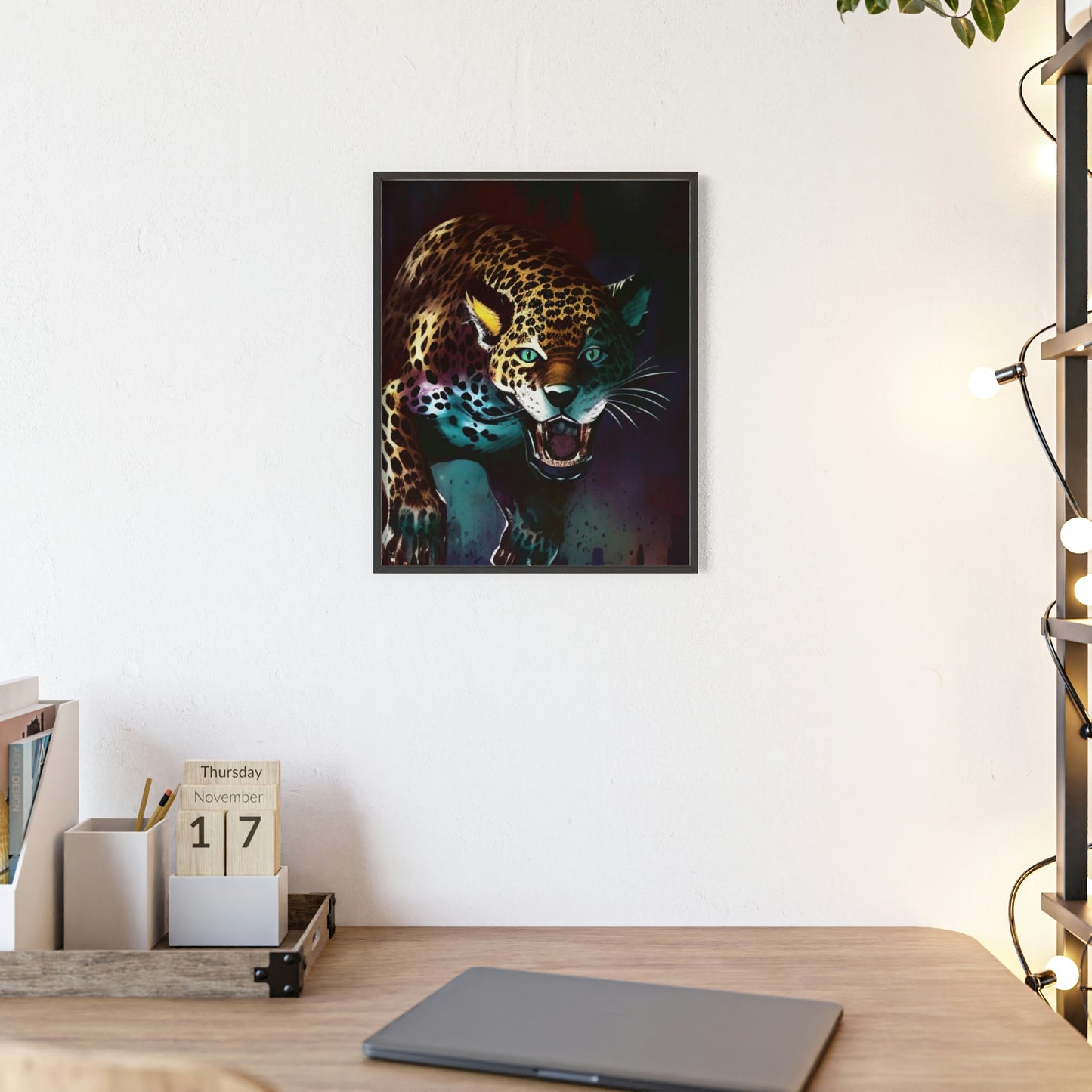 Jaguar Poster with Wooden Frame