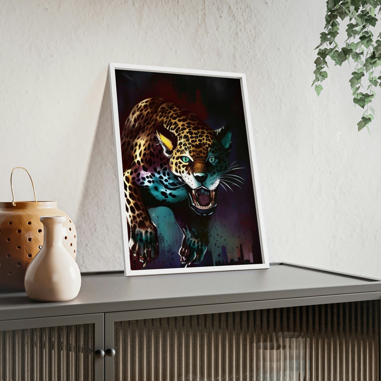 Jaguar Poster with Wooden Frame