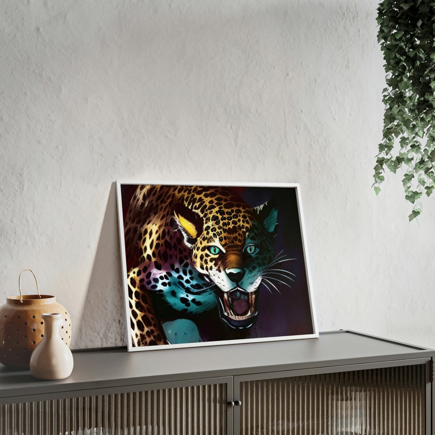 Jaguar Poster with Wooden Frame