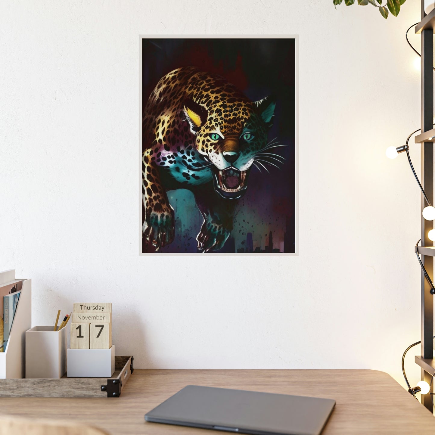 Jaguar Poster with Wooden Frame