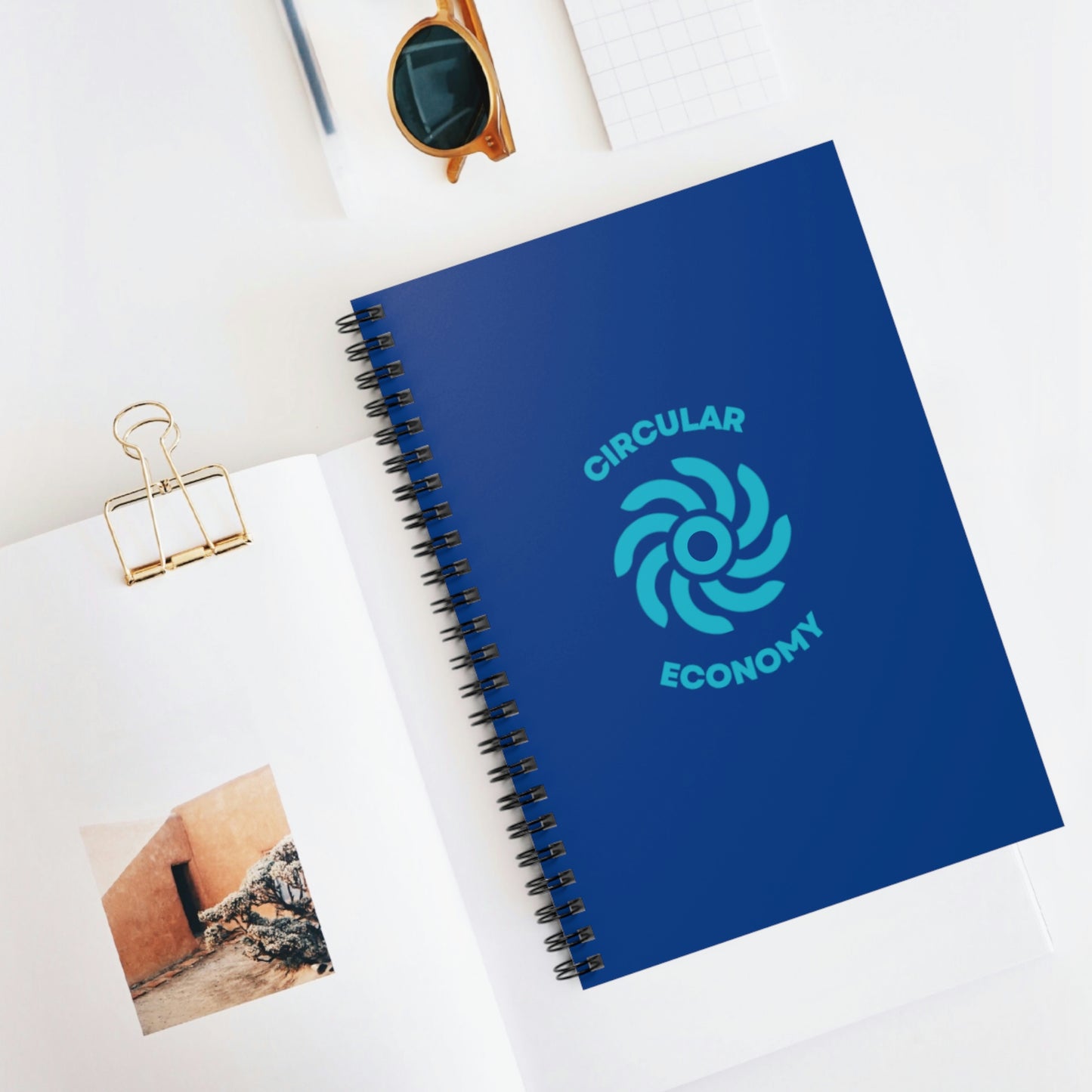 CIRCULAR ECONOMY - Spiral Notebook - Ruled Line - Blue Cover