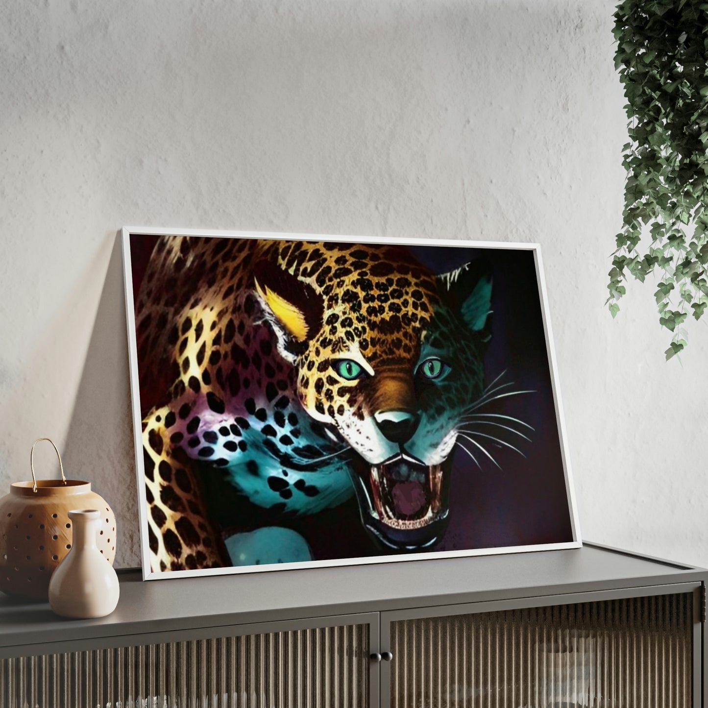 Jaguar Poster with Wooden Frame