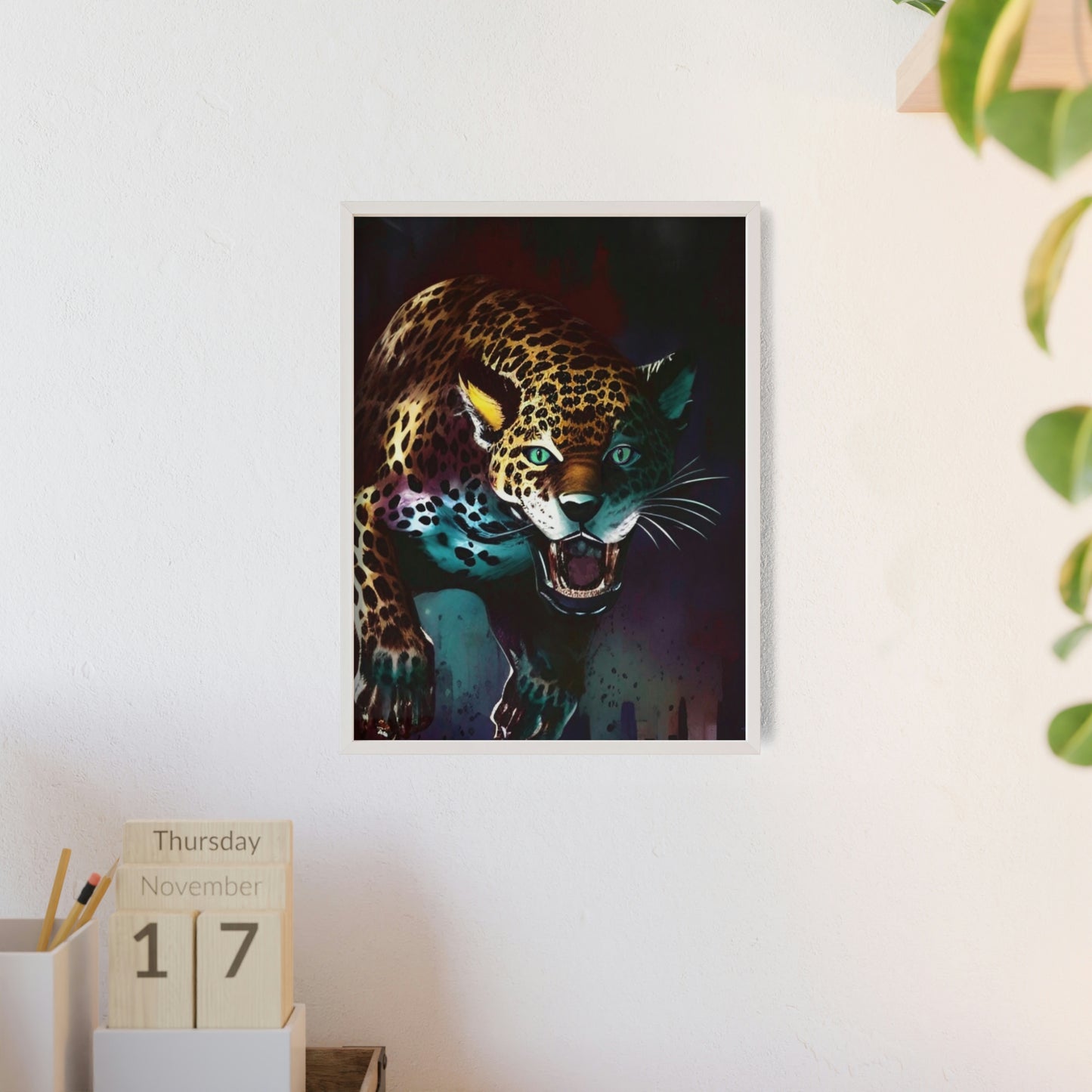 Jaguar Poster with Wooden Frame