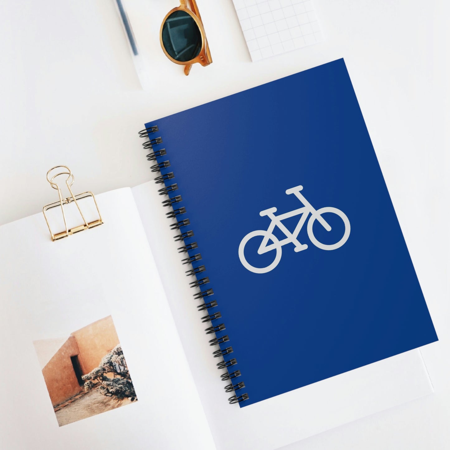 Bike Print - Spiral Notebook - Ruled Line - Blue