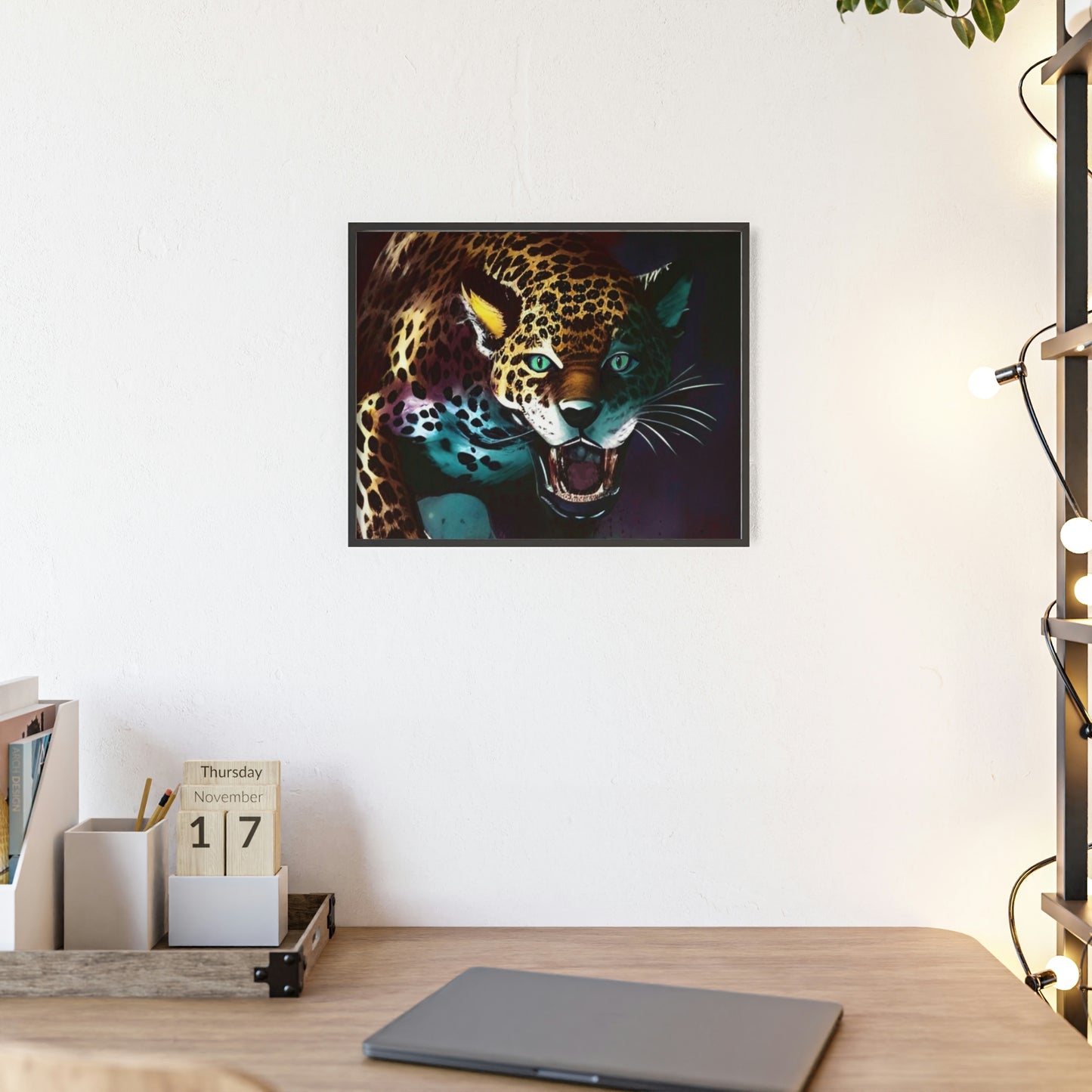 Jaguar Poster with Wooden Frame