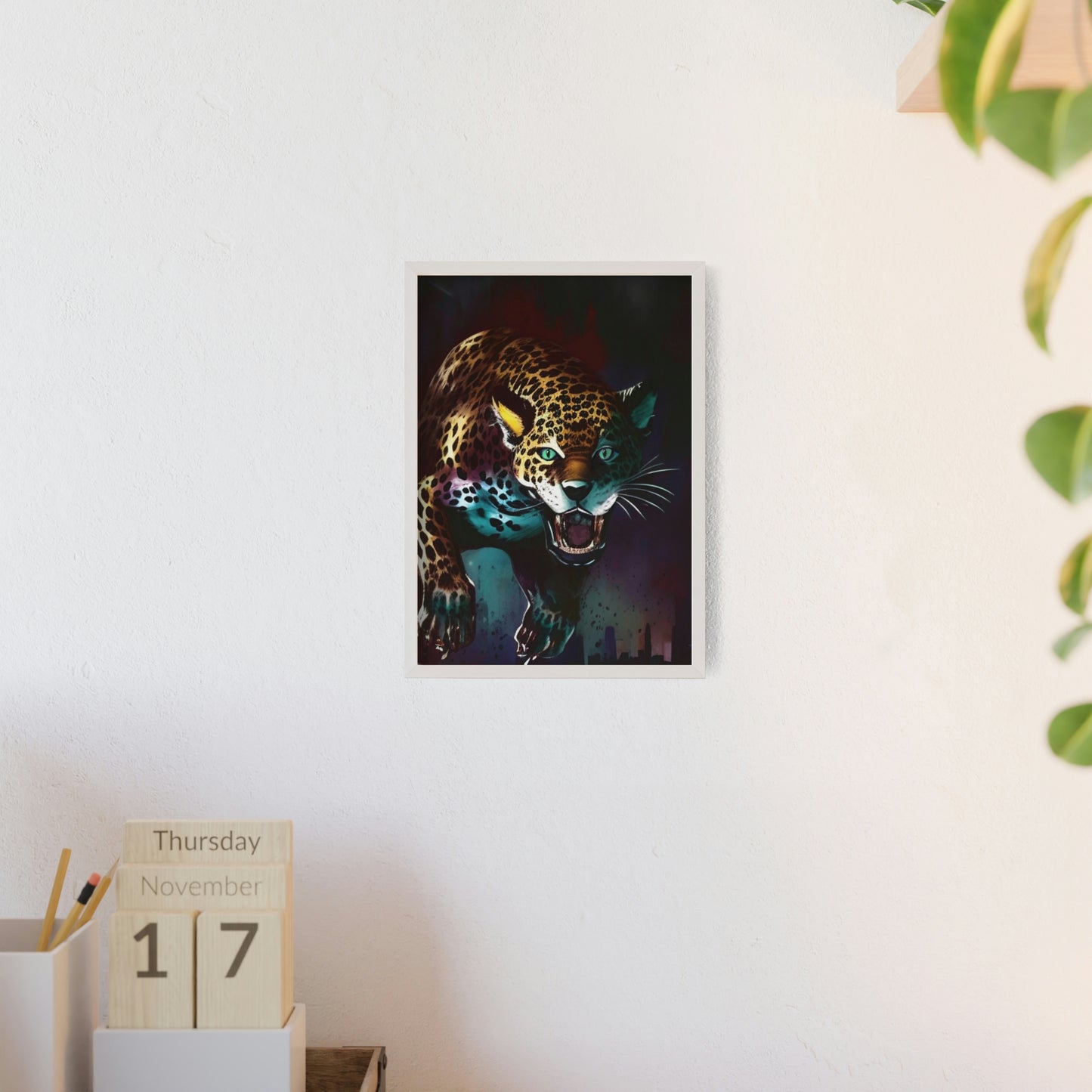 Jaguar Poster with Wooden Frame