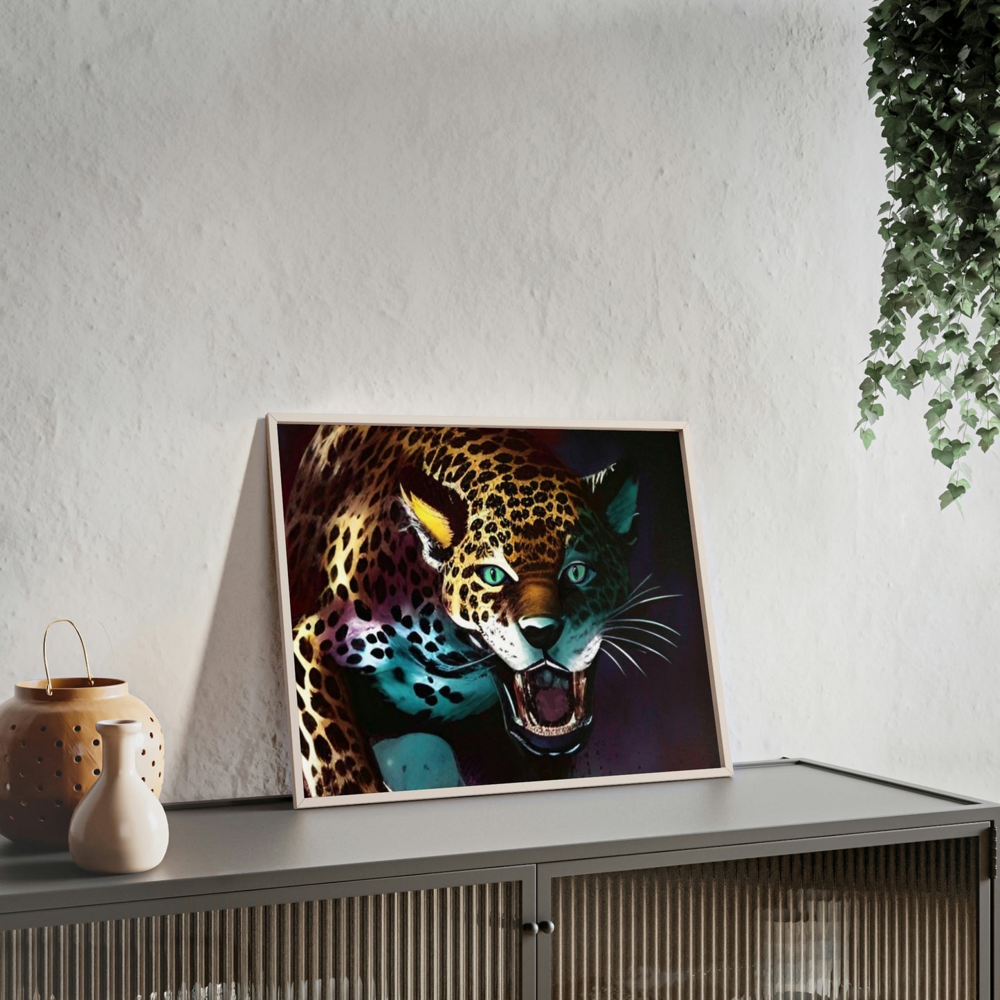 Jaguar Poster with Wooden Frame