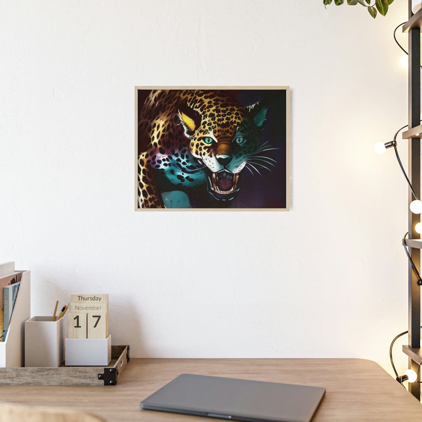 Jaguar Poster with Wooden Frame