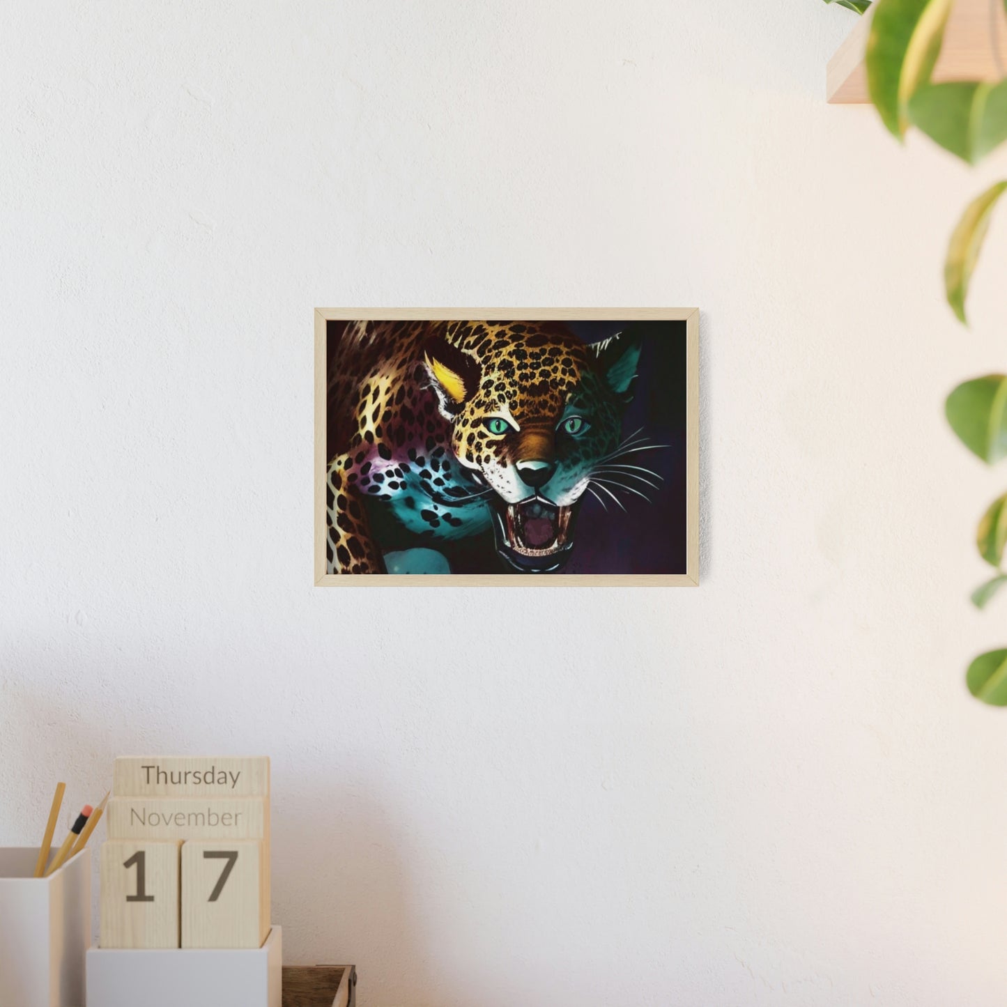 Jaguar Poster with Wooden Frame