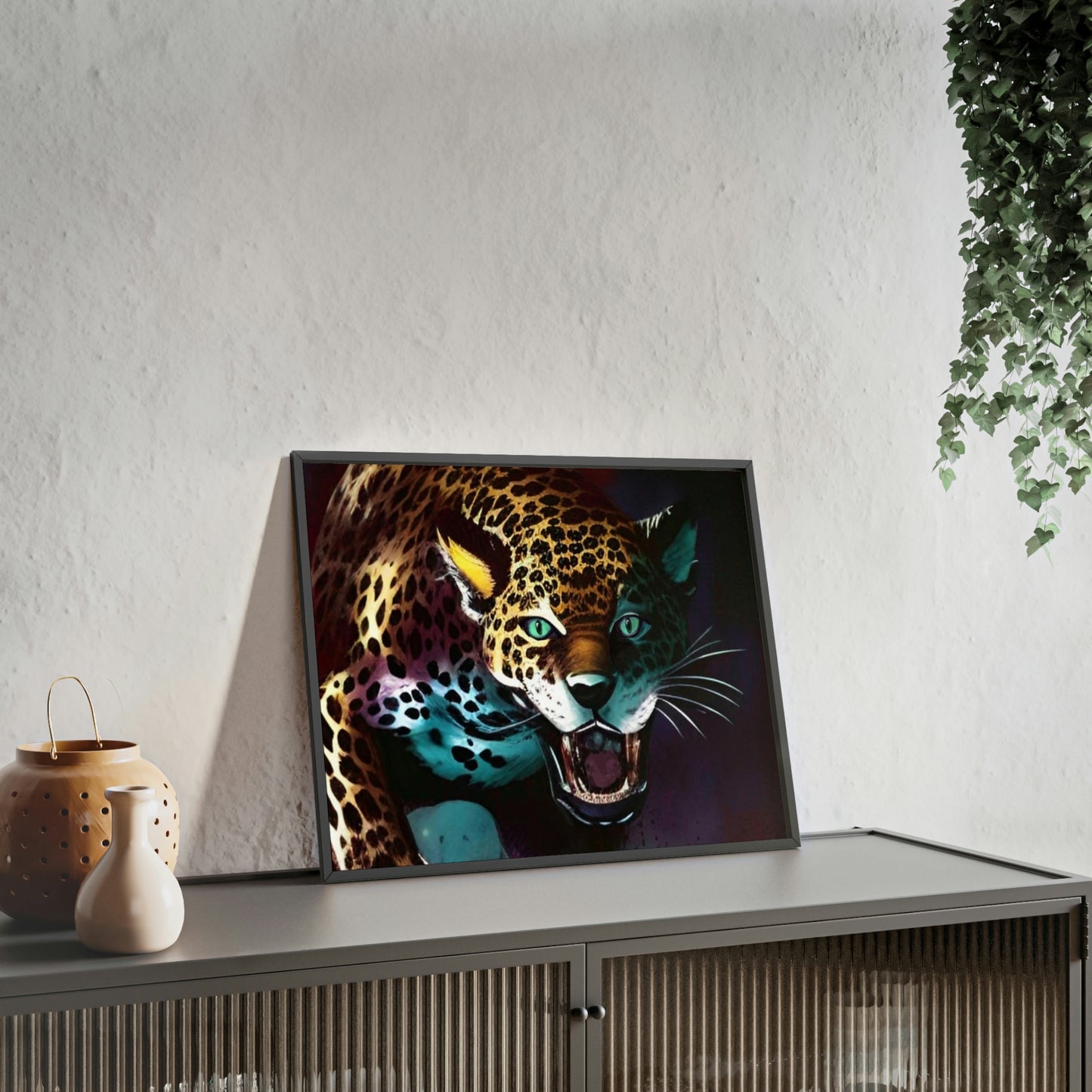 Jaguar Poster with Wooden Frame