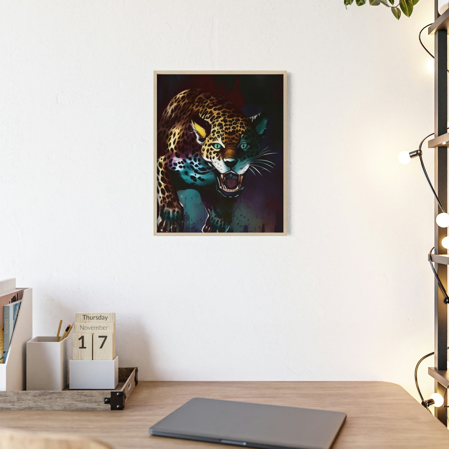 Jaguar Poster with Wooden Frame